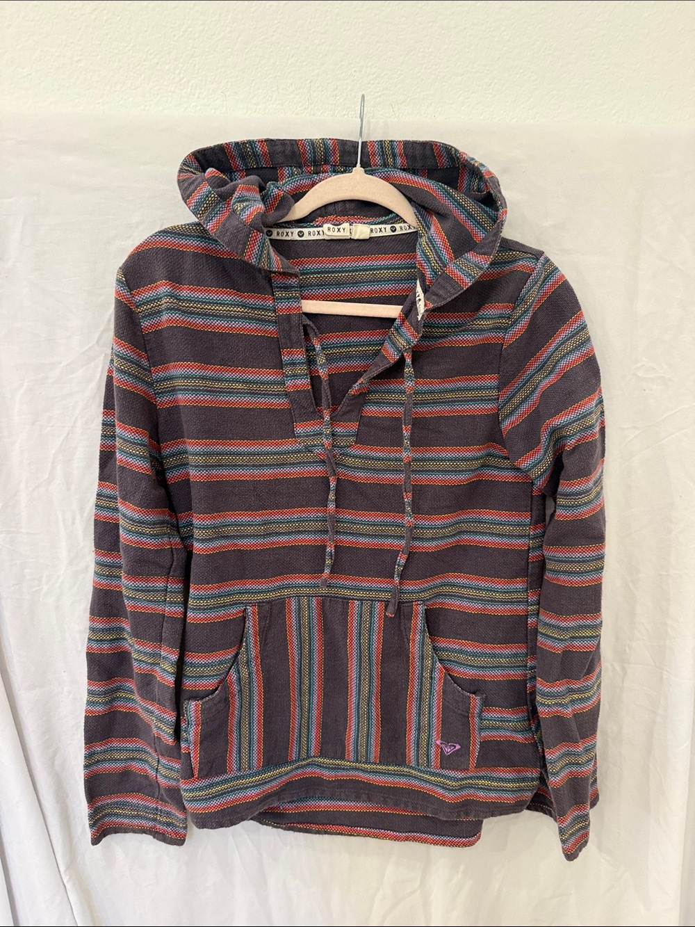 Billabong Boho Baja Beach Sweater Hoodie Bell Sleeves V-Neck S